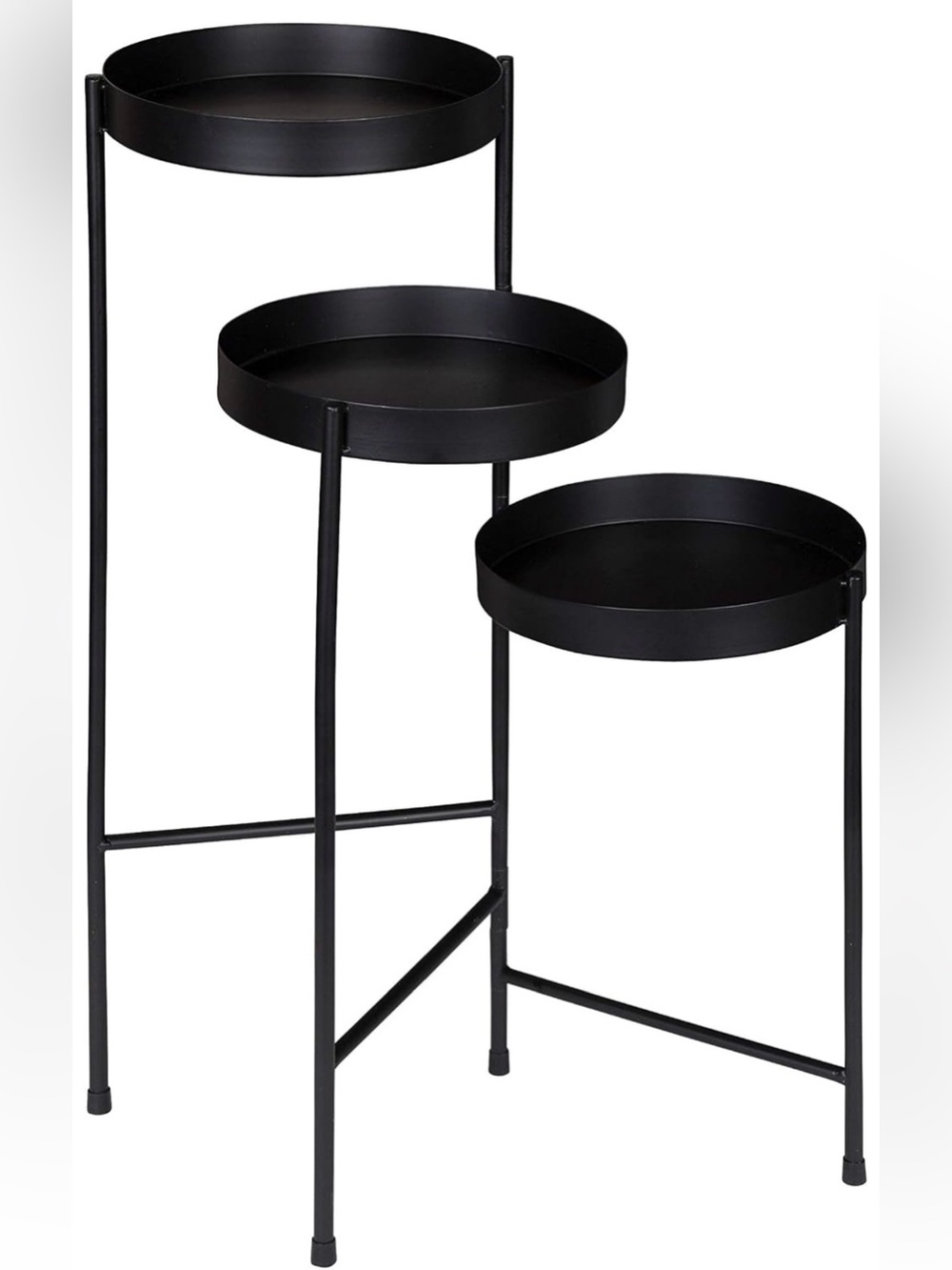 Kate and Laurel Finn Tri-Level Metal Plant Stand, Black